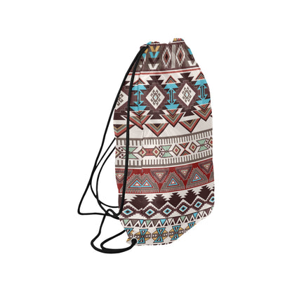 Brown Boho Chic Aztec Drawstring Bag