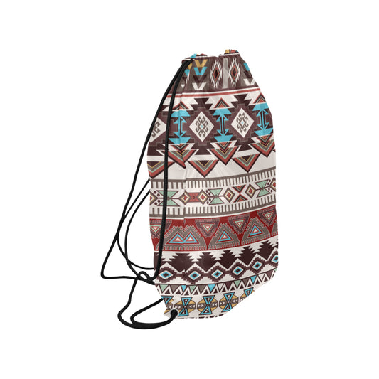 Brown Boho Chic Aztec Drawstring Bag