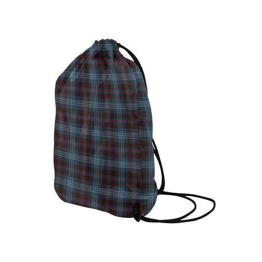 Blue Plaid Drawstring Bag