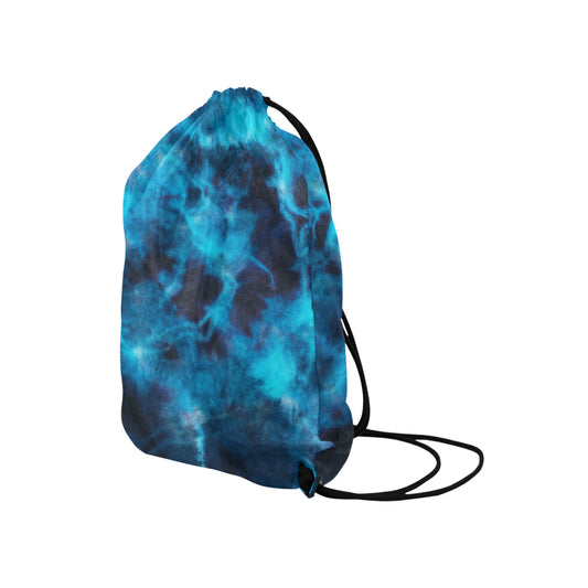 Blue Tie Dye Grunge Drawstring Bag