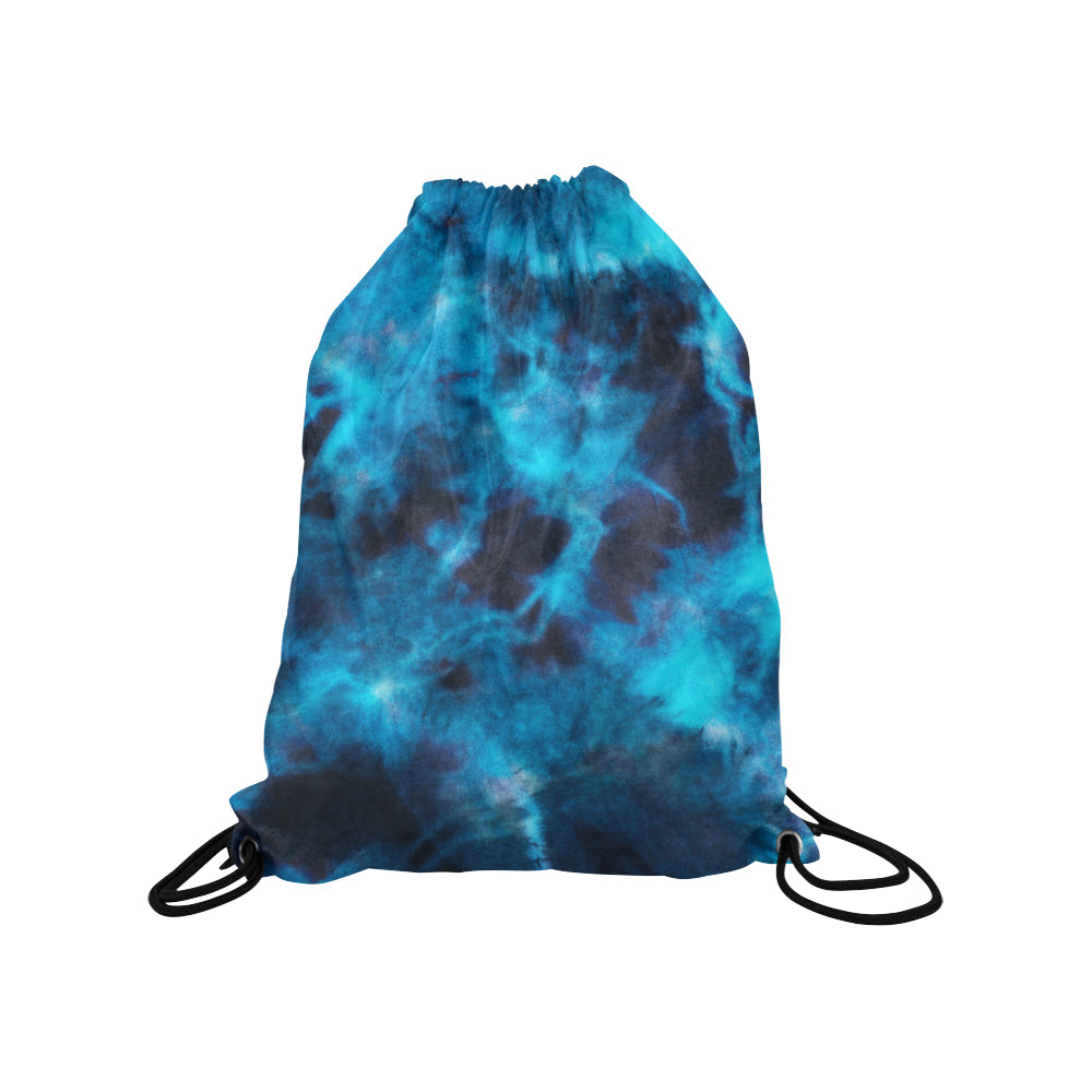 Blue Tie Dye Grunge Drawstring Bag