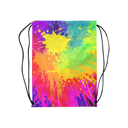 Colorful Paint Splatter Abstract Art Drawstring Bag