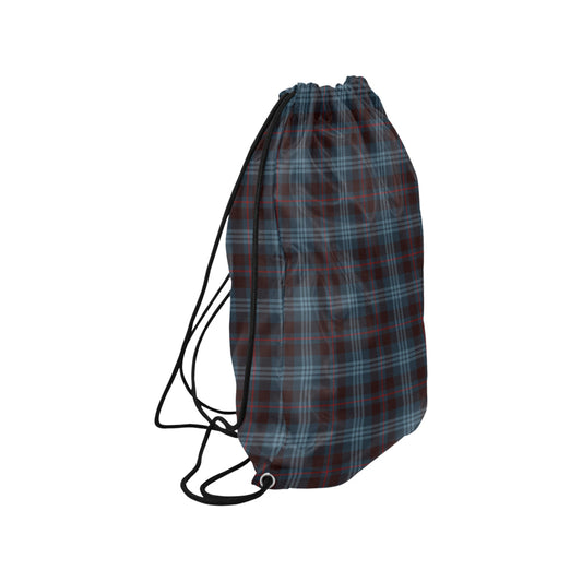 Blue Plaid Drawstring Bag