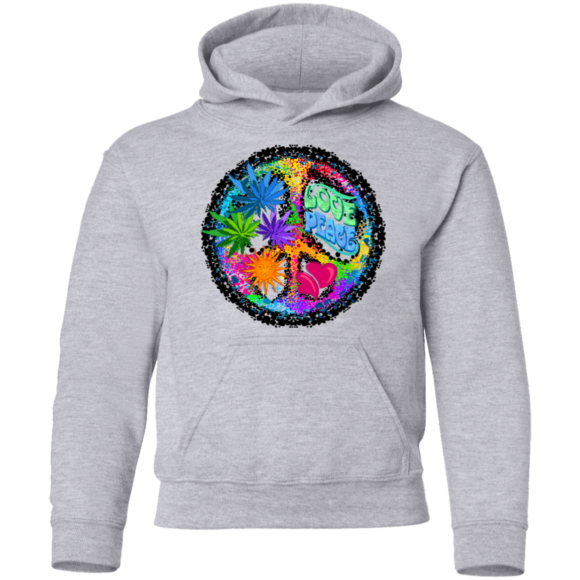 Colorful Floral Peace Sign Kids Hoodie