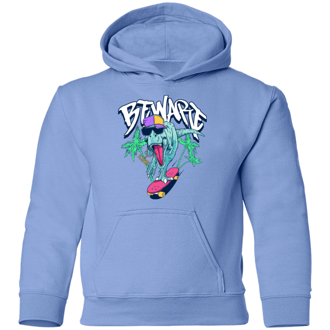 Beware Dinosaur Skater Kids Hoodie