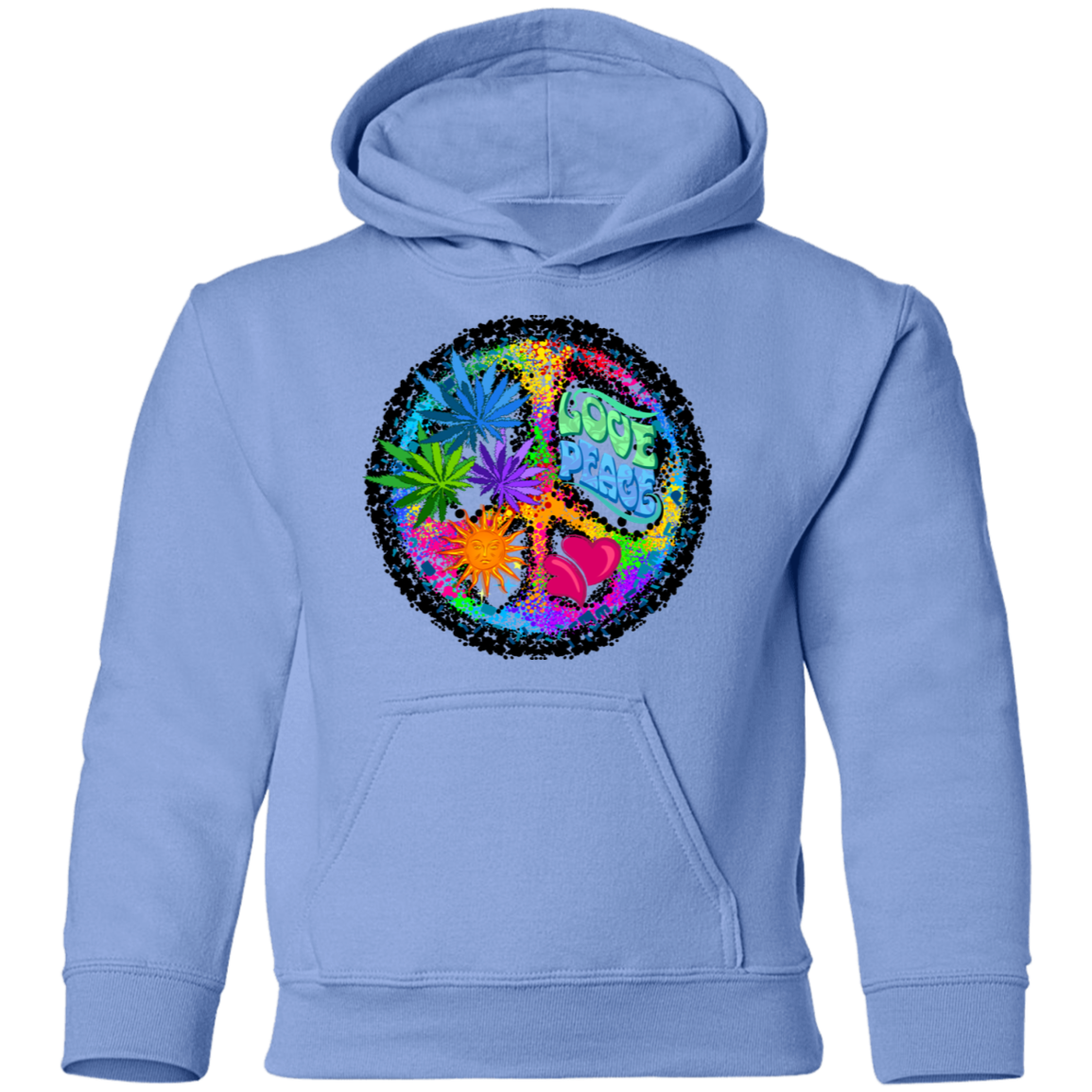 Colorful Floral Peace Sign Kids Hoodie