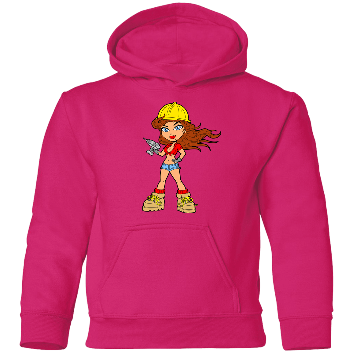 Construction Girl Cartoon Kids Hoodie