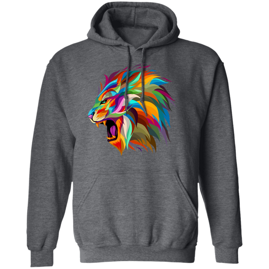 Colorful Abstract Lion Hoodie Charcoal XL