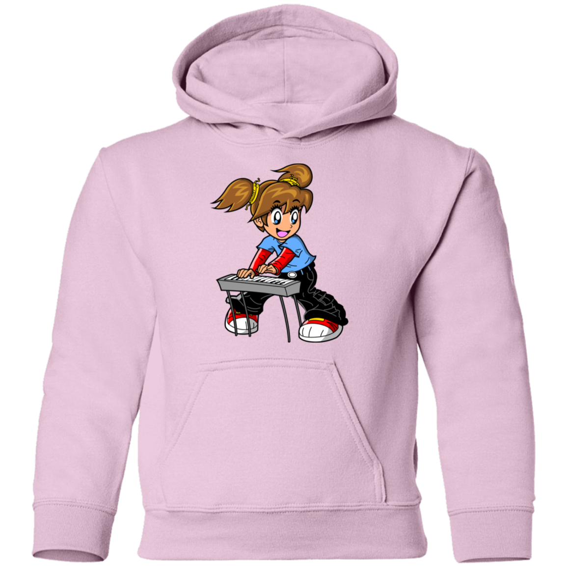 Keyboard Girl Cartoon Kids Hoodie