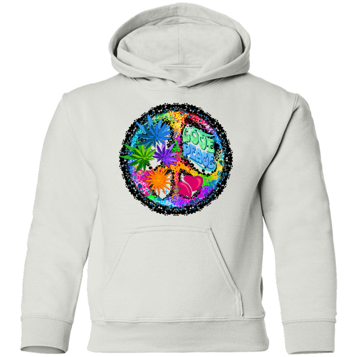 Colorful Floral Peace Sign Kids Hoodie