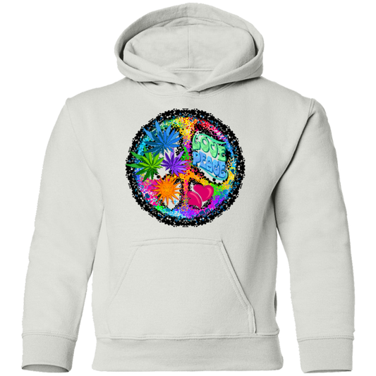 Colorful Floral Peace Sign Kids Hoodie