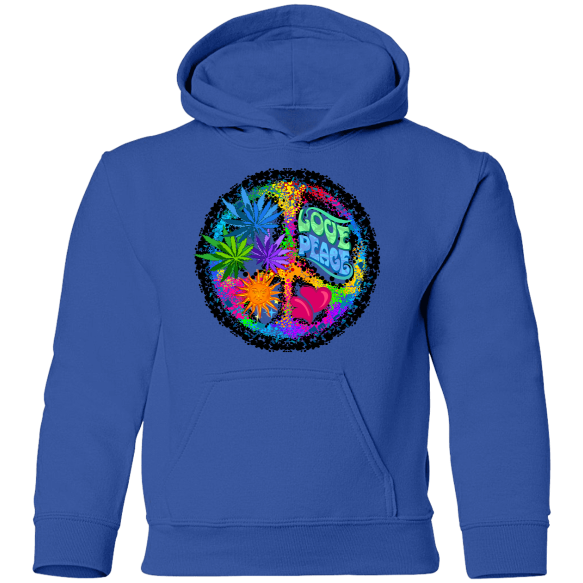 Colorful Floral Peace Sign Kids Hoodie