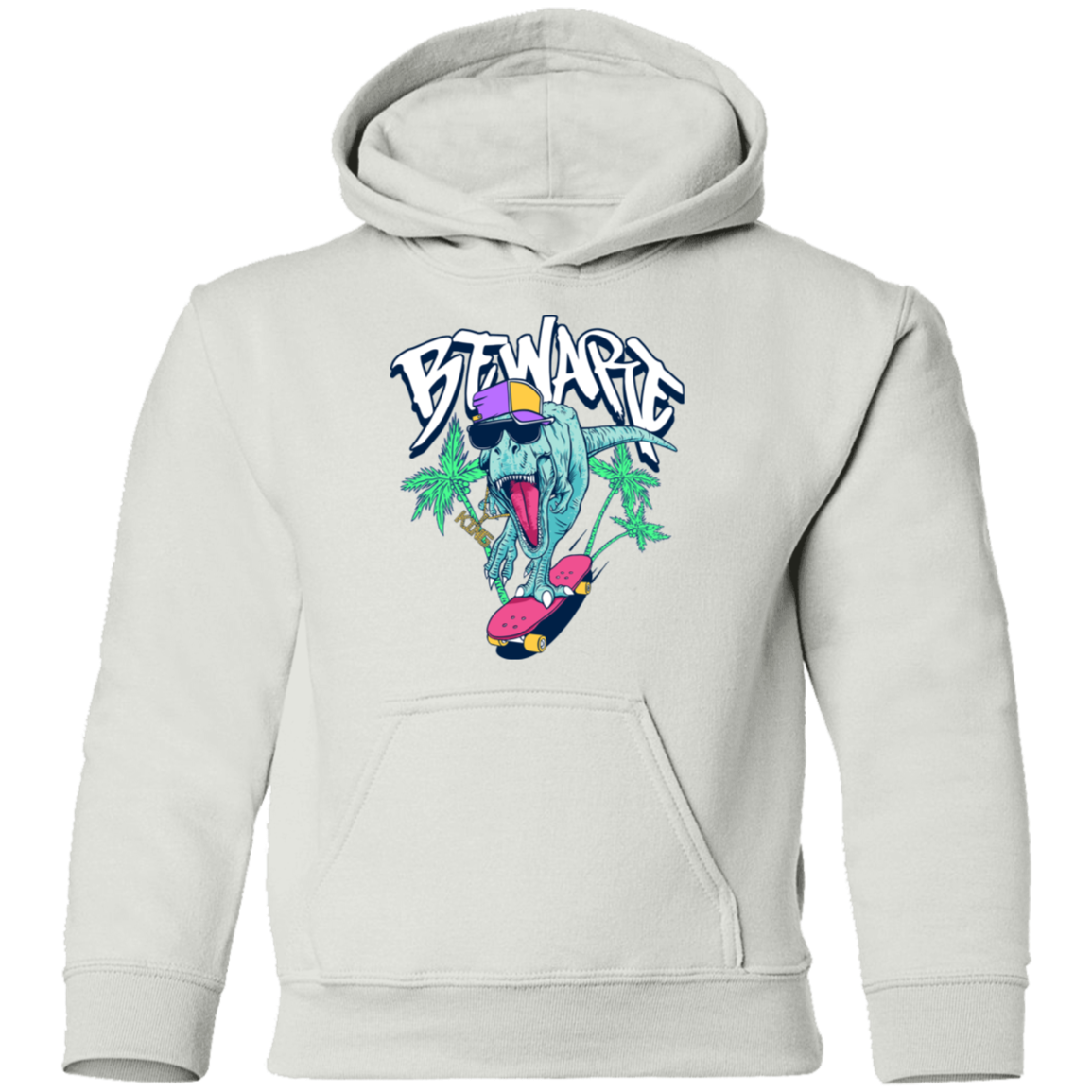 Beware Dinosaur Skater Kids Hoodie