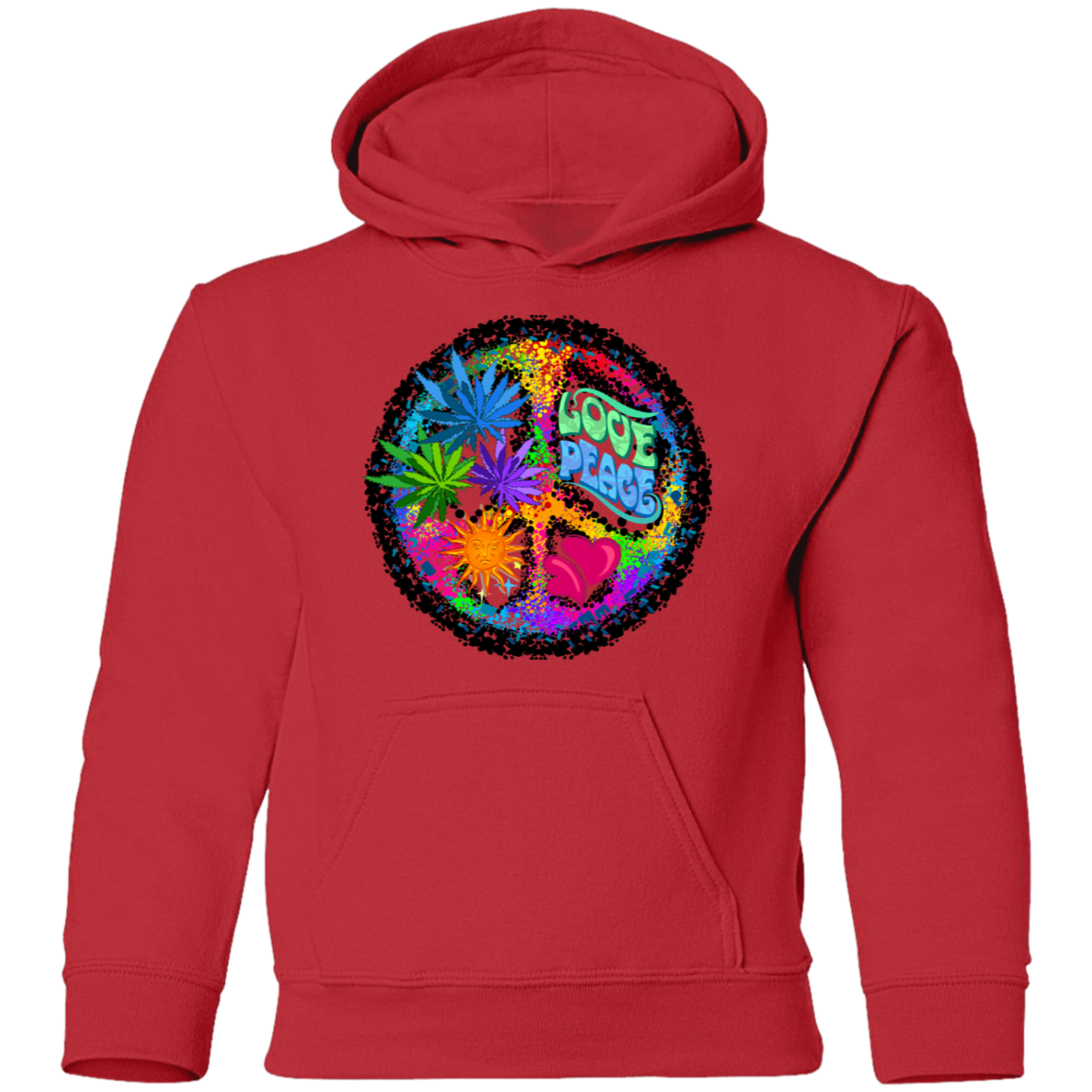 Colorful Floral Peace Sign Kids Hoodie