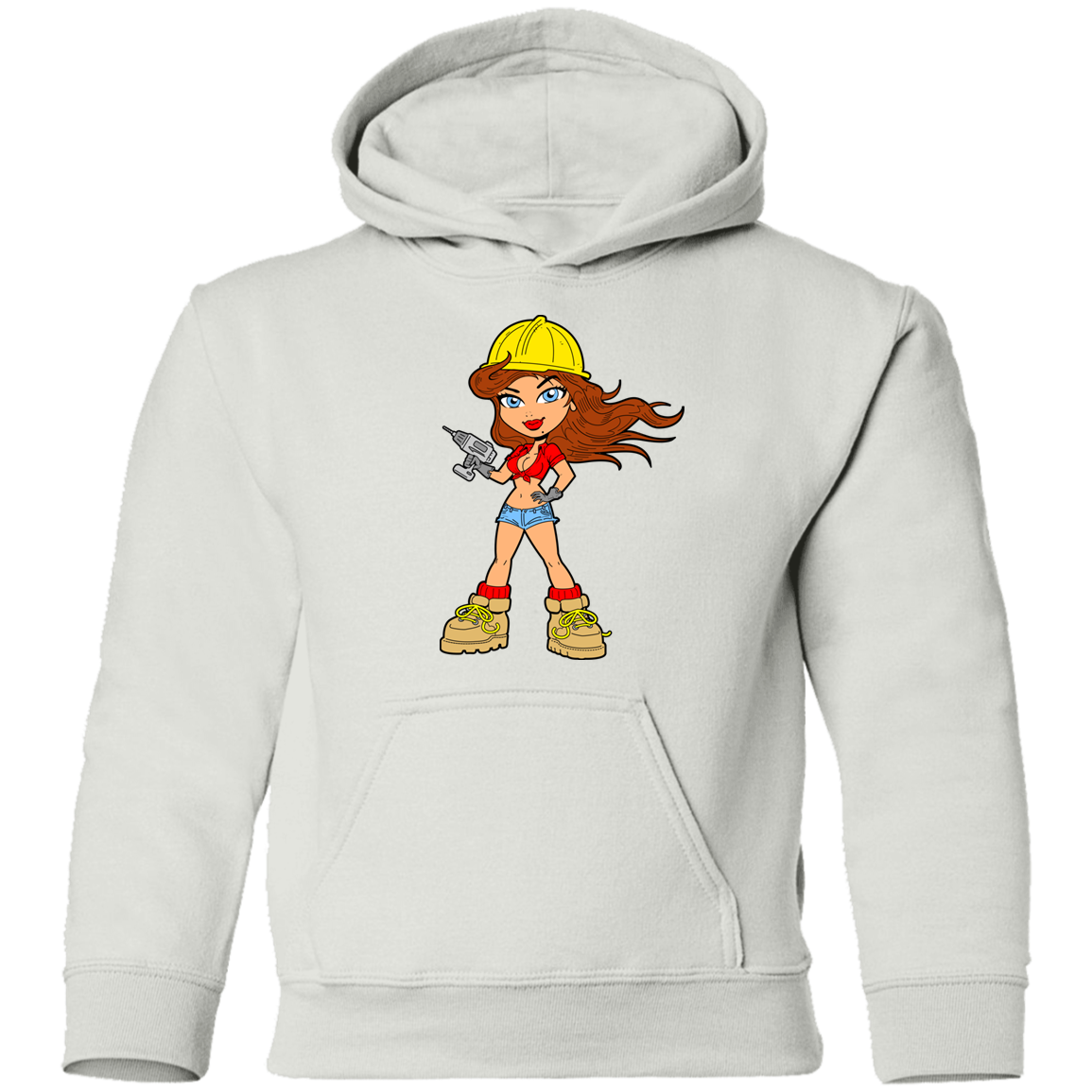 Construction Girl Cartoon Kids Hoodie
