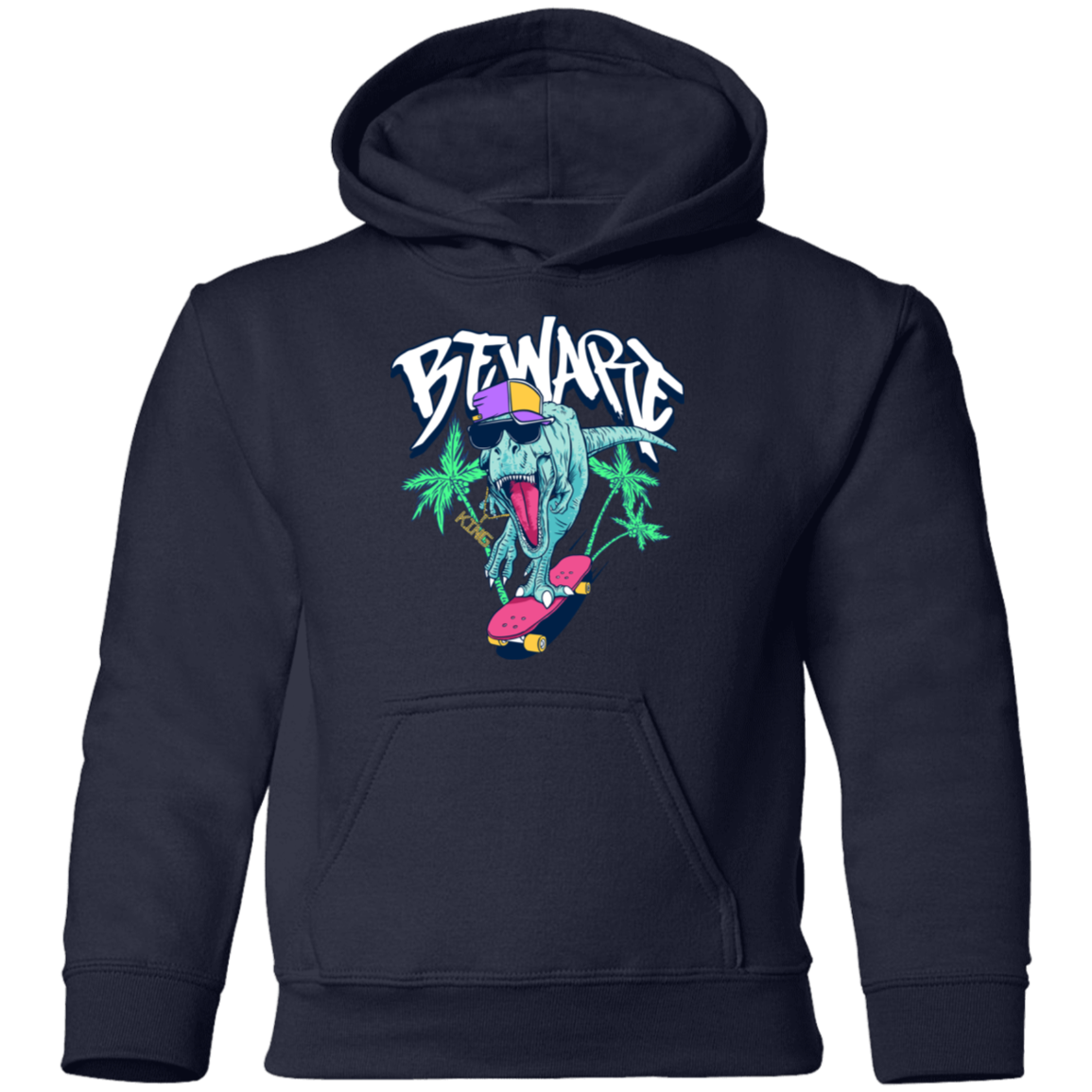 Beware Dinosaur Skater Kids Hoodie