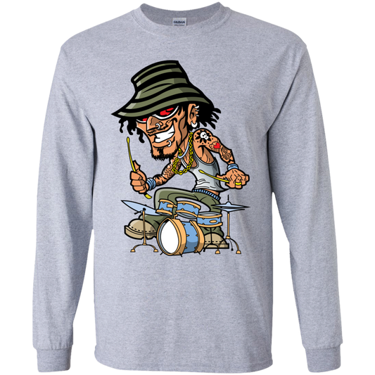 Drummer Cartoon Kids Long Sleeve Shirt CC