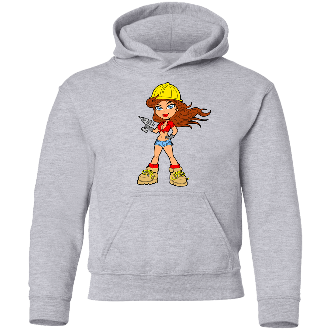 Construction Girl Cartoon Kids Hoodie