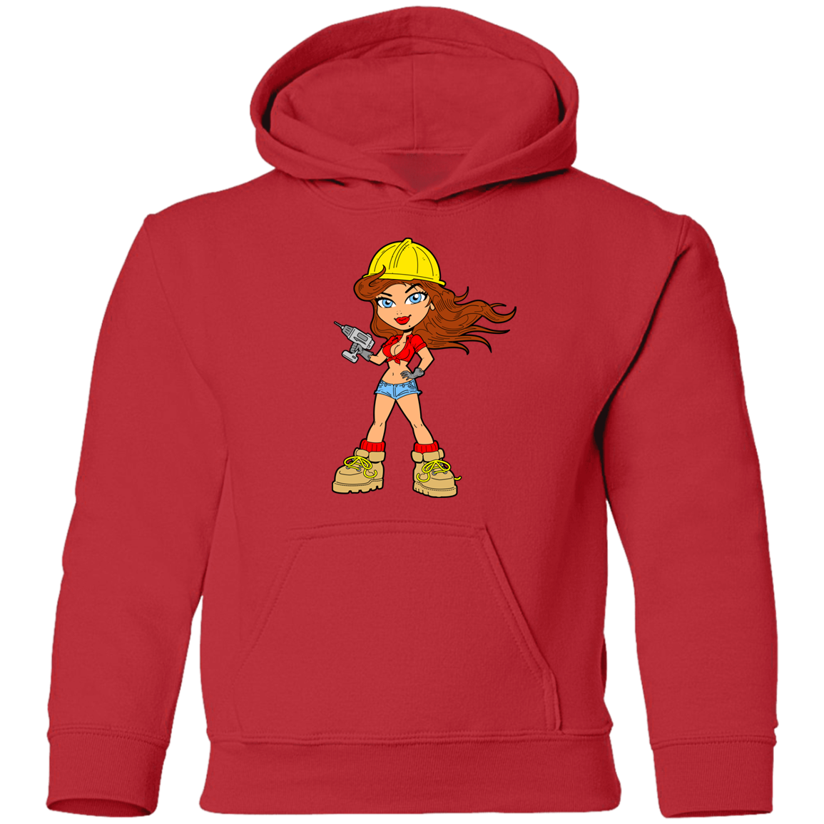 Construction Girl Cartoon Kids Hoodie