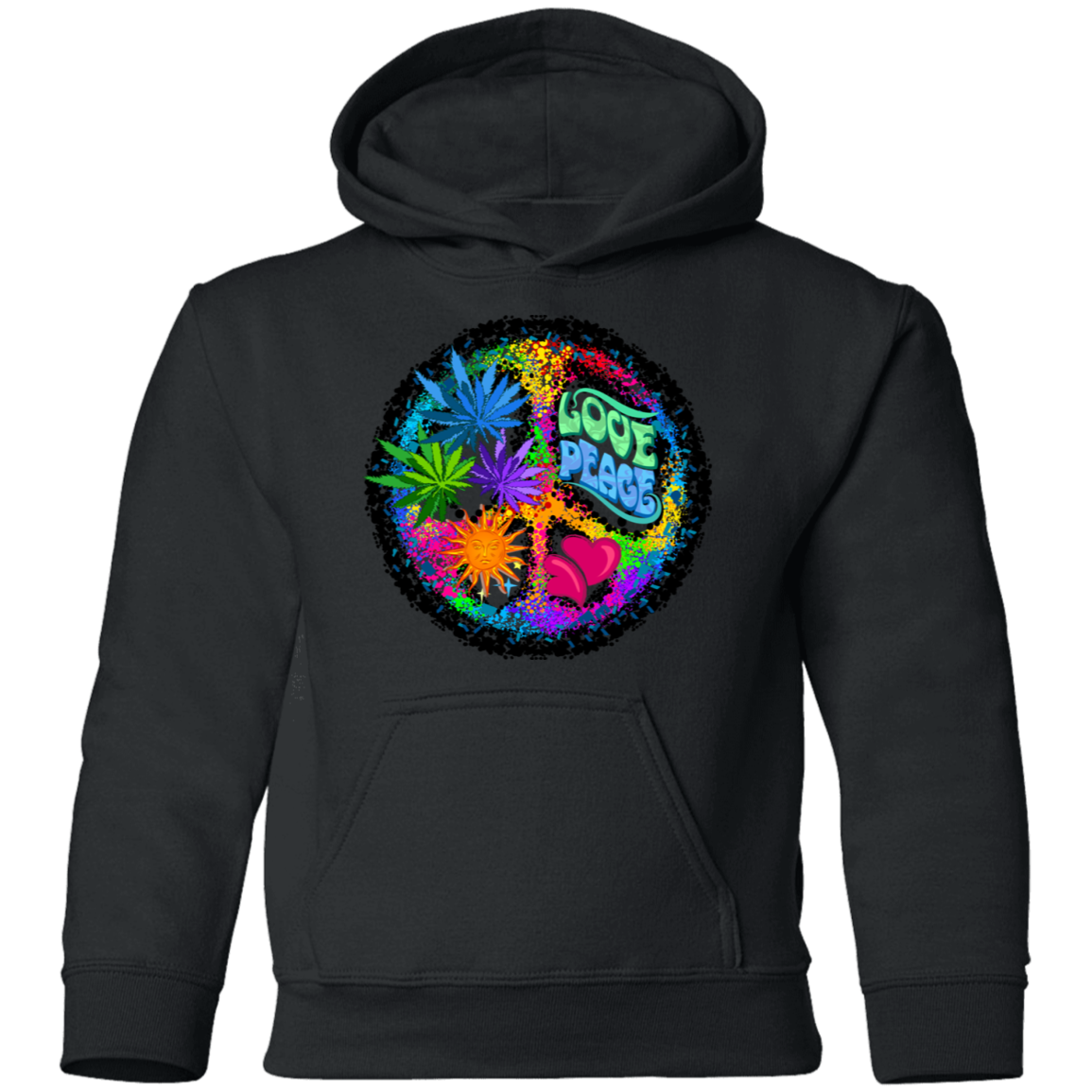 Colorful Floral Peace Sign Kids Hoodie