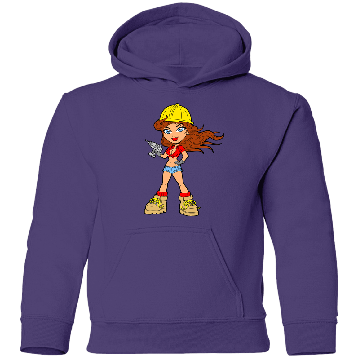 Construction Girl Cartoon Kids Hoodie
