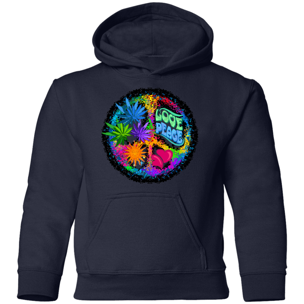 Colorful Floral Peace Sign Kids Hoodie