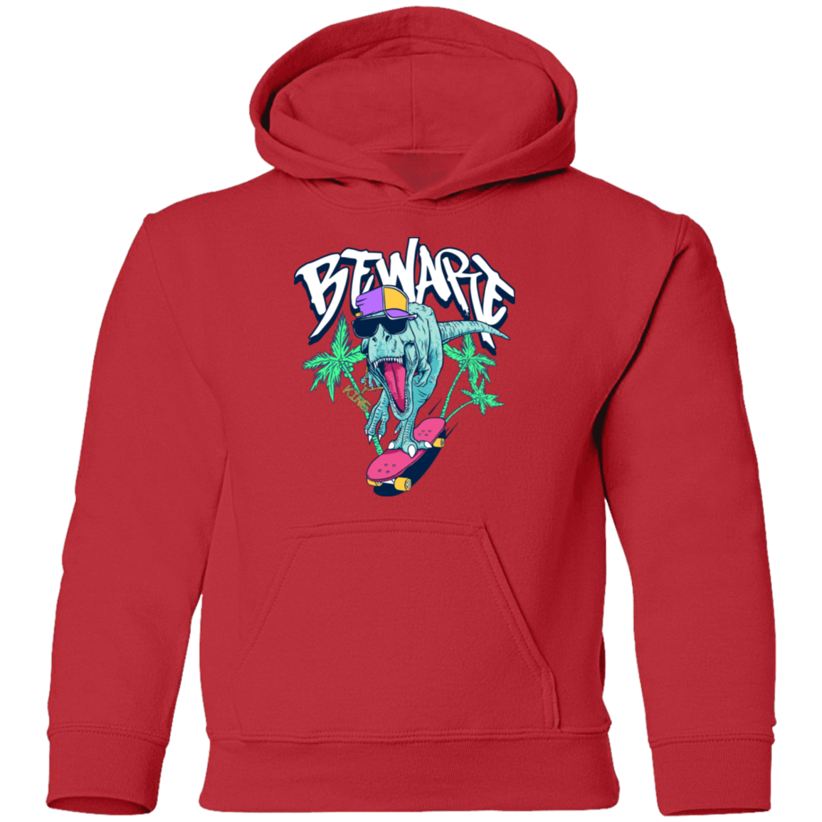 Beware Dinosaur Skater Kids Hoodie