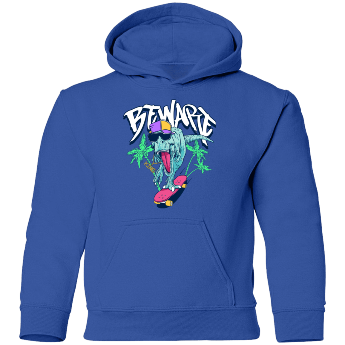 Beware Dinosaur Skater Kids Hoodie