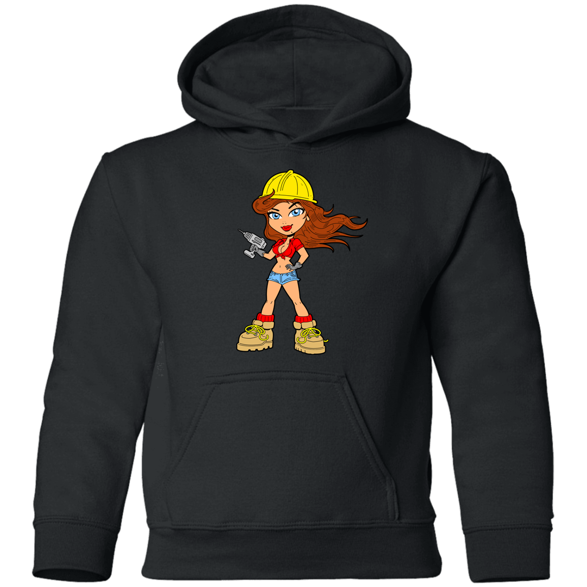 Construction Girl Cartoon Kids Hoodie