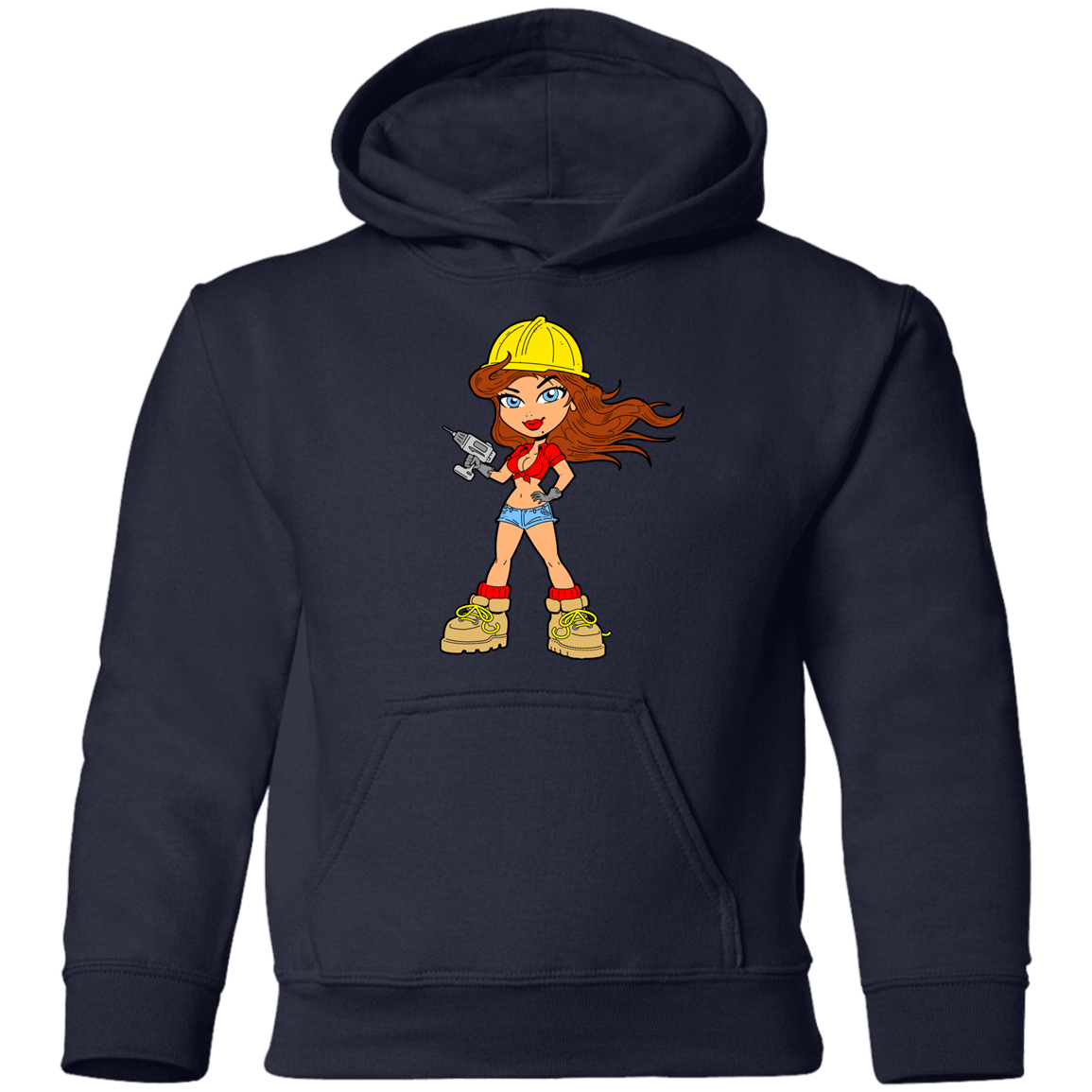 Construction Girl Cartoon Kids Hoodie