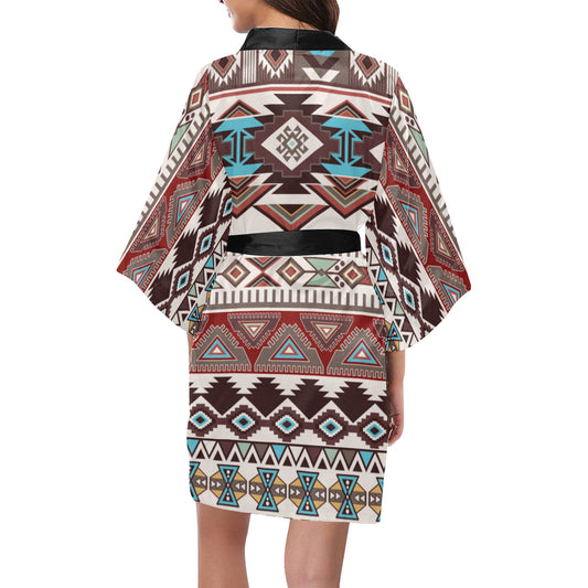 Brown Boho Chic Bohemian Aztec Kimono Robe