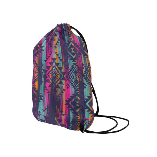 Colorful Boho Aztec Streaks Drawstring Bag
