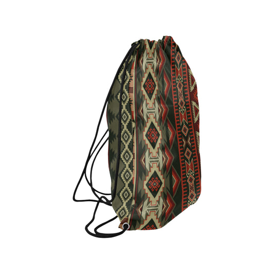 Red & Brown Boho Aztec Drawstring Bag