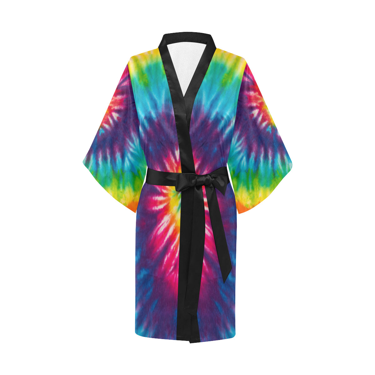 Colorful Tie Dye Spiral Kimono Robe