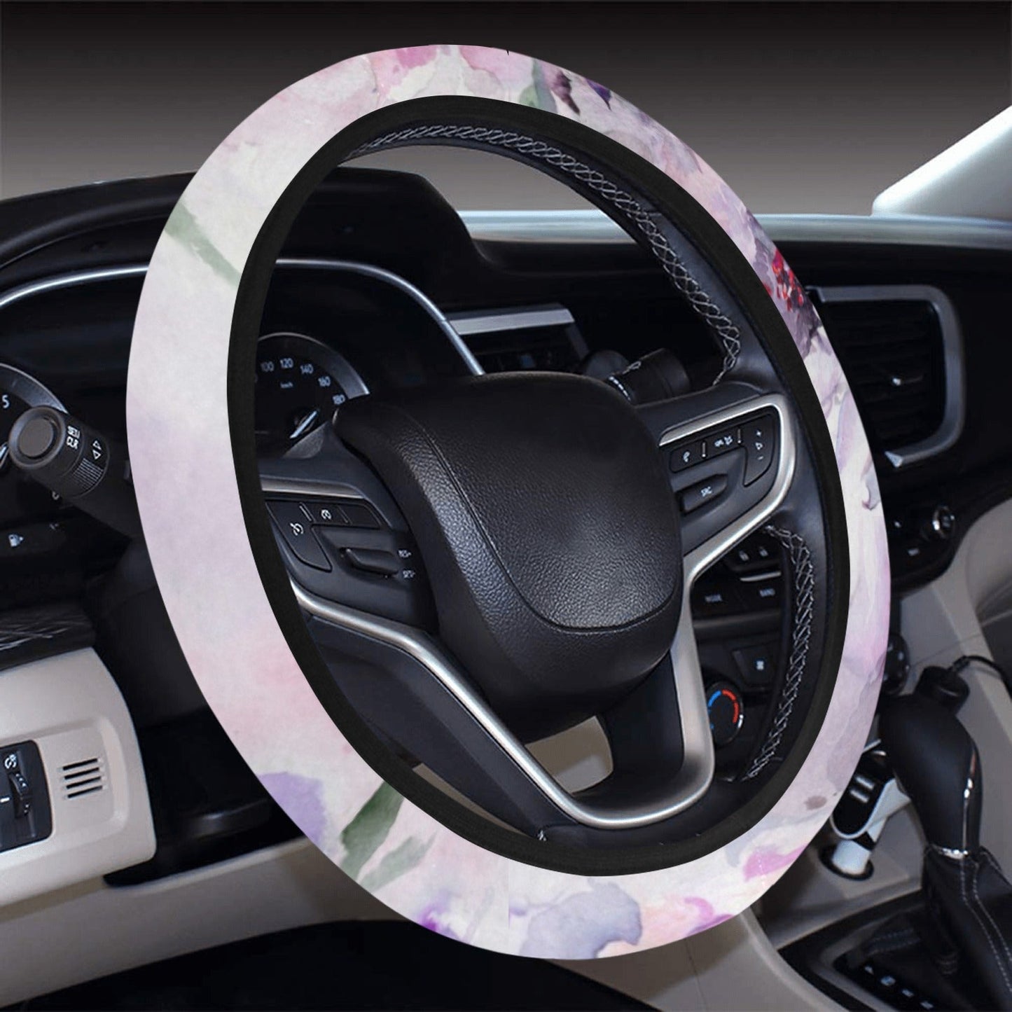Blue Floral Steering Wheel Cover