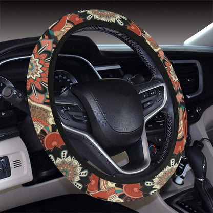 Brown Mandalas Steering Wheel Cover
