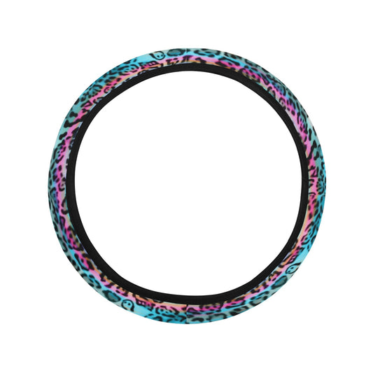 Colorful Leopard Print Steering Wheel Cover