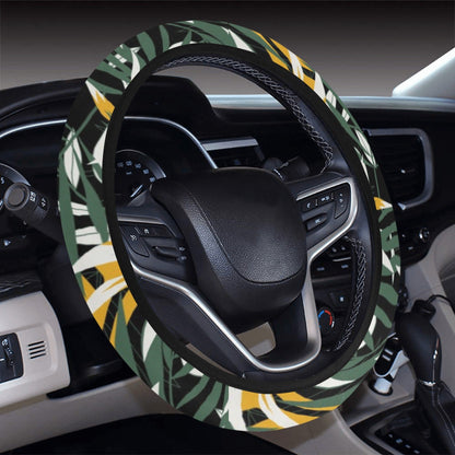 Green Yellow Leaves Steering Wheel Cover