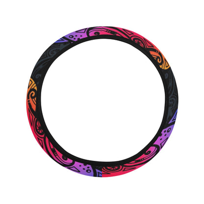 Colorful Tribal Maori Turtle Steering Wheel Cover