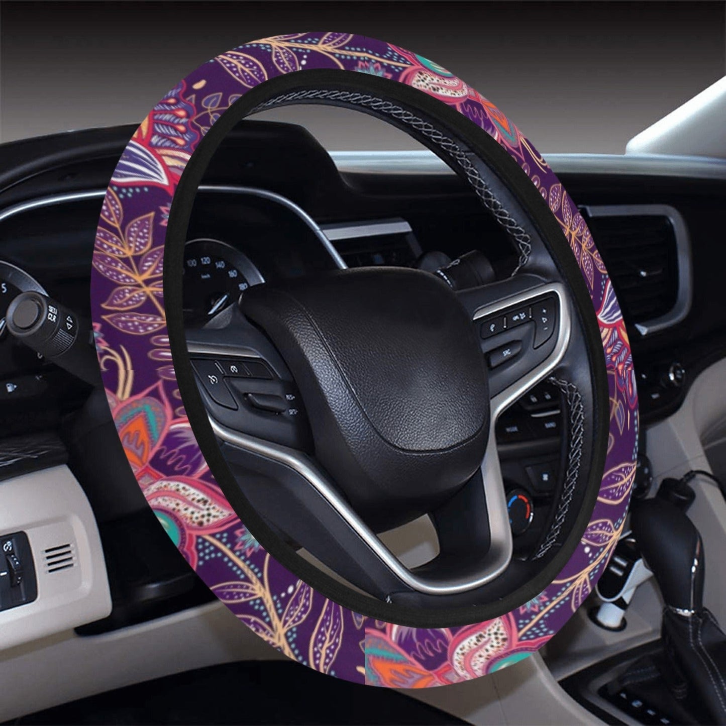 Red Persian Print Steering Wheel Cover