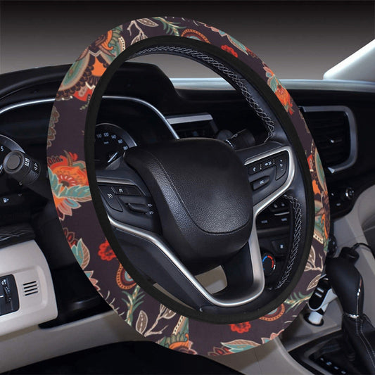 Colorful Floral Decor Steering Wheel Cover