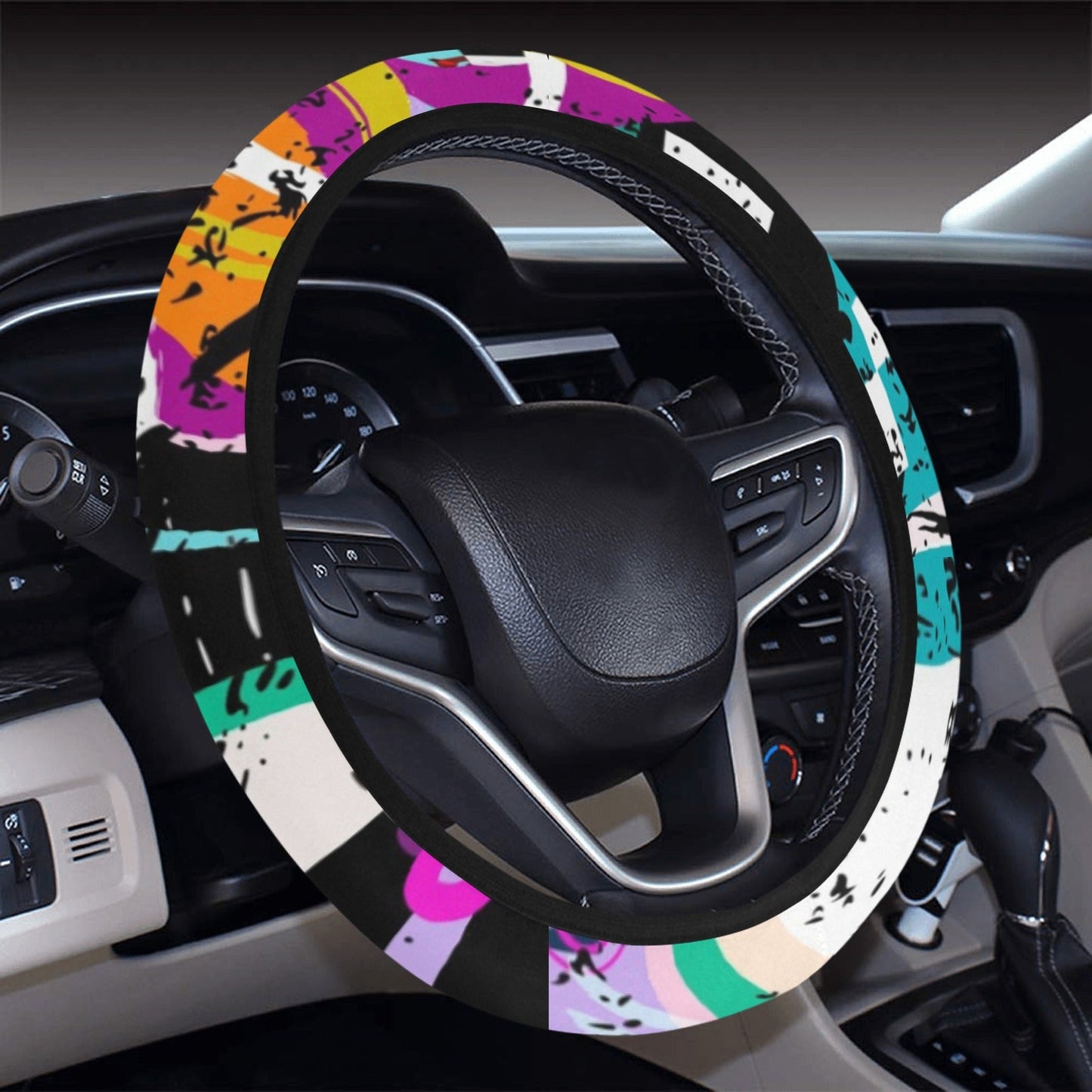 Colorful Floral Abstract Steering Wheel Cover