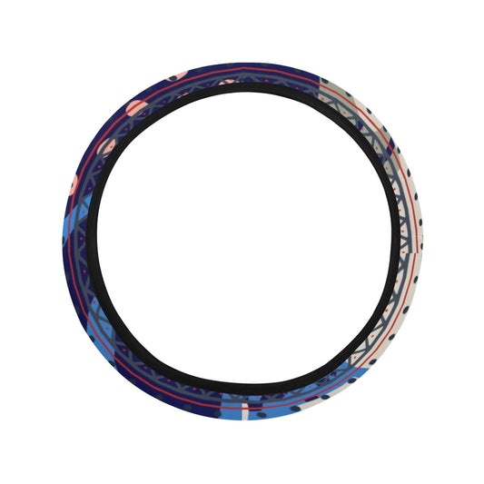 Blue Grey Abstract Steering Wheel Cover