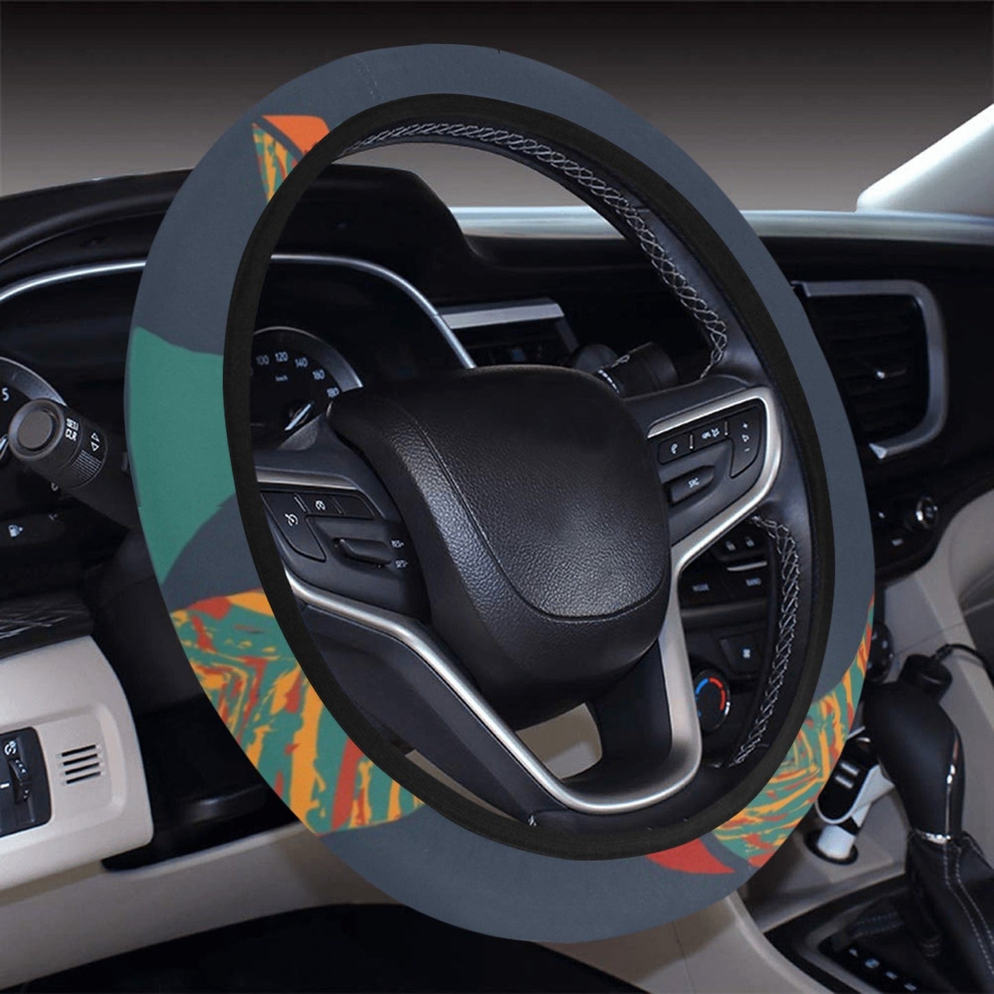 Orange Abstract Pattern Steering Wheel Cover