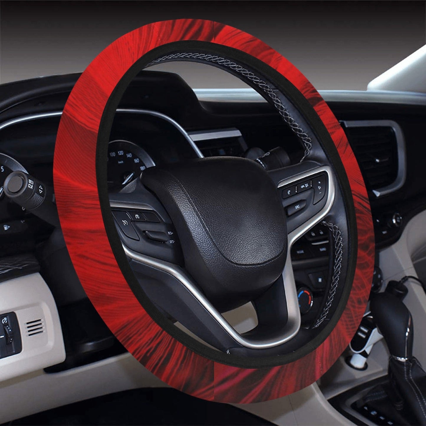 Red Feathers Steering Wheel Cover