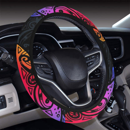 Colorful Tribal Maori Turtle Steering Wheel Cover