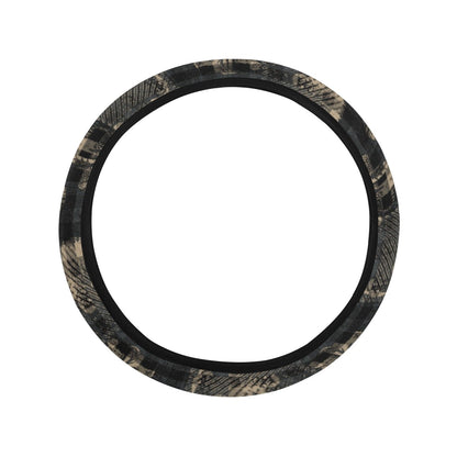 Vintage Floral-Plaid Steering Wheel Cover