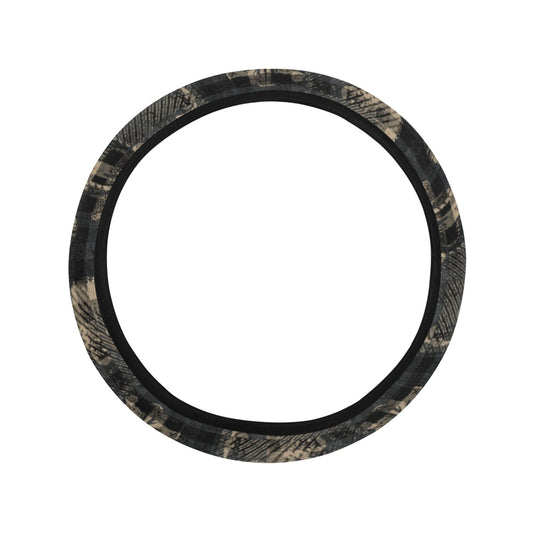 Vintage Floral-Plaid Steering Wheel Cover