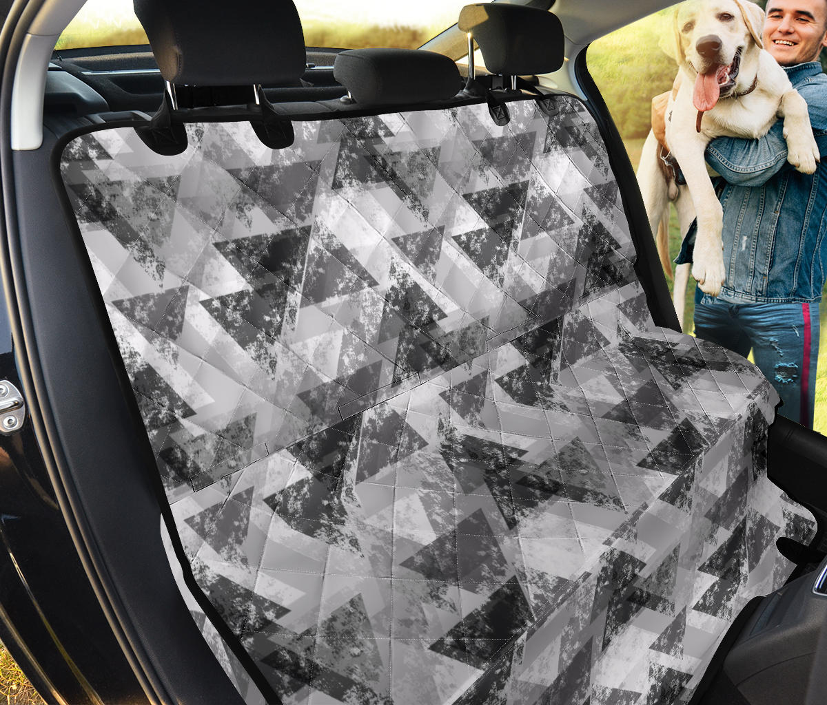 Grey Abstract Triangles Car Back Seat Pet Cover
