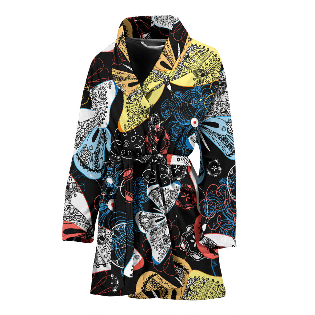 Womens Colorful Butterflies Decor Bath Robe